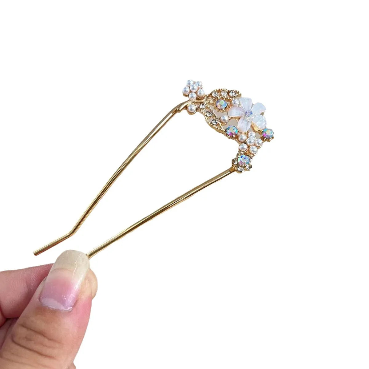 Women'S Simple Style Solid Color Alloy Inlay Pearl Hairpin