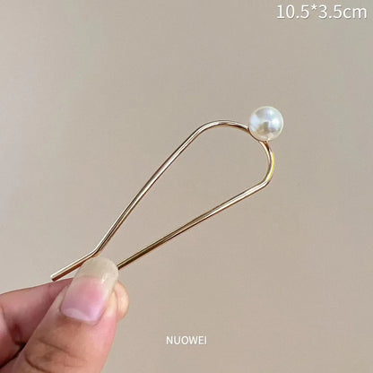 Women'S Simple Style Solid Color Alloy Inlay Pearl Hairpin