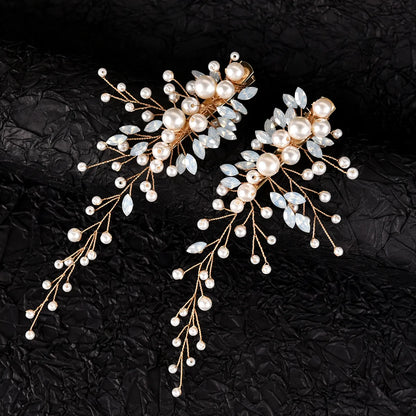 Women'S Simple Style Solid Color Alloy Inlay Rhinestones Pearl Hair Clip