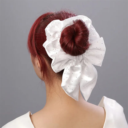 Women'S Simple Style Solid Color Cloth Bowknot Hair Tie