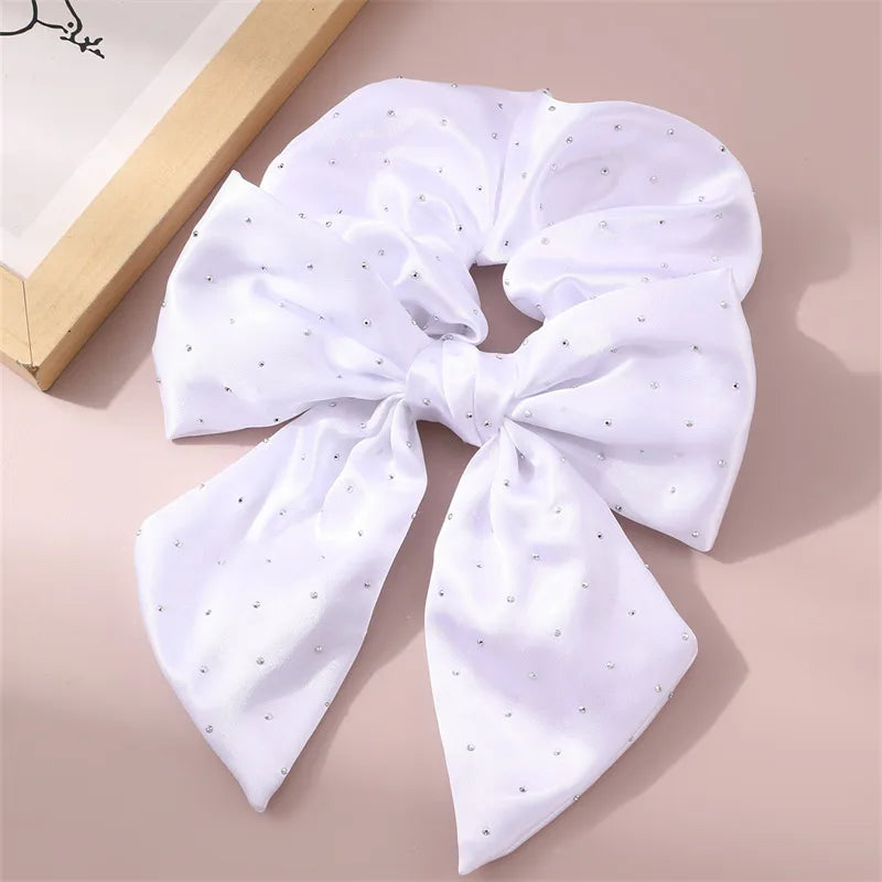 Women'S Simple Style Solid Color Cloth Bowknot Hair Tie