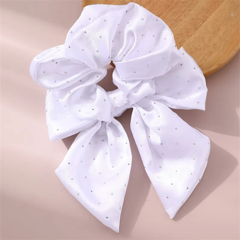 Women'S Simple Style Solid Color Cloth Bowknot Hair Tie