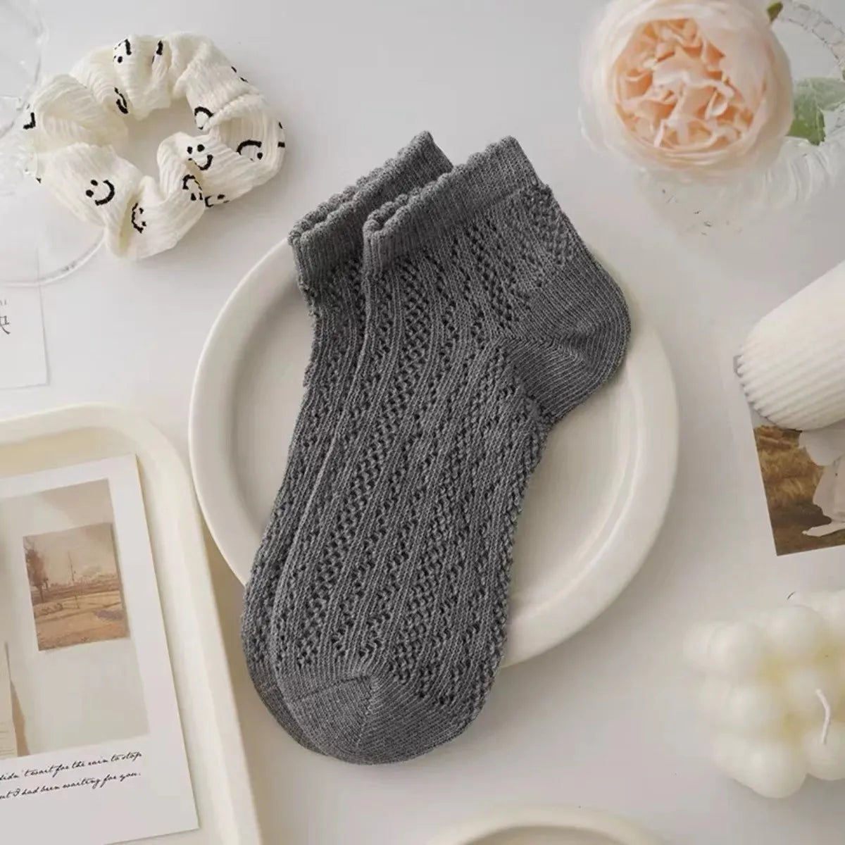 Women'S Simple Style Solid Color Cotton Ankle Socks A Pair