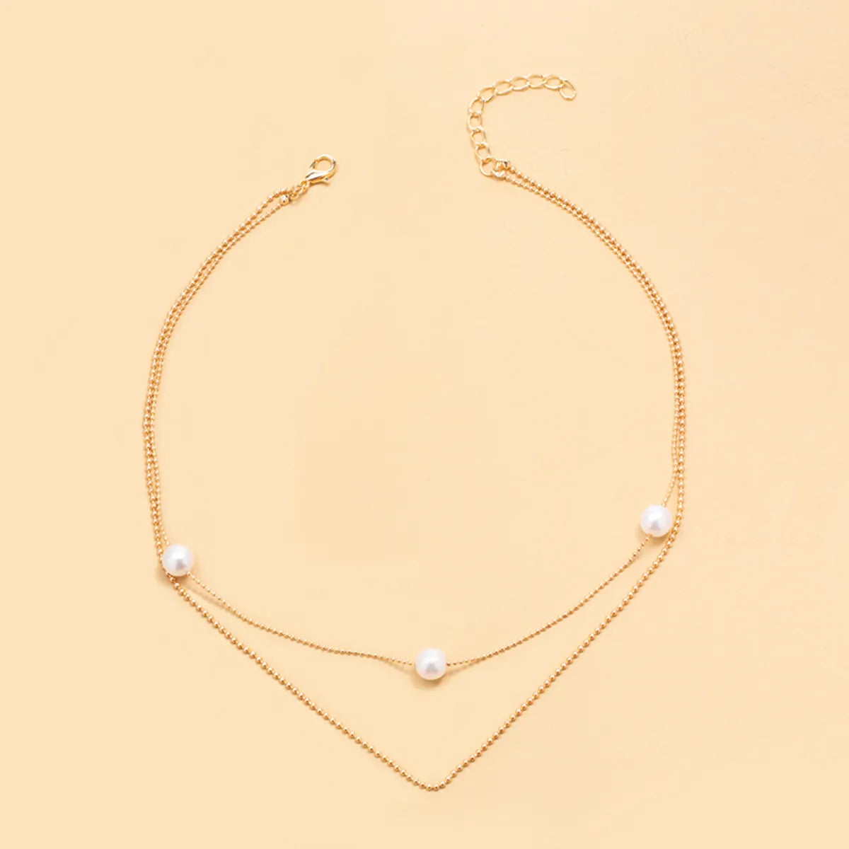 Women'S Simple Style Solid Color Imitation Pearl Alloy Necklace Layered Necklaces