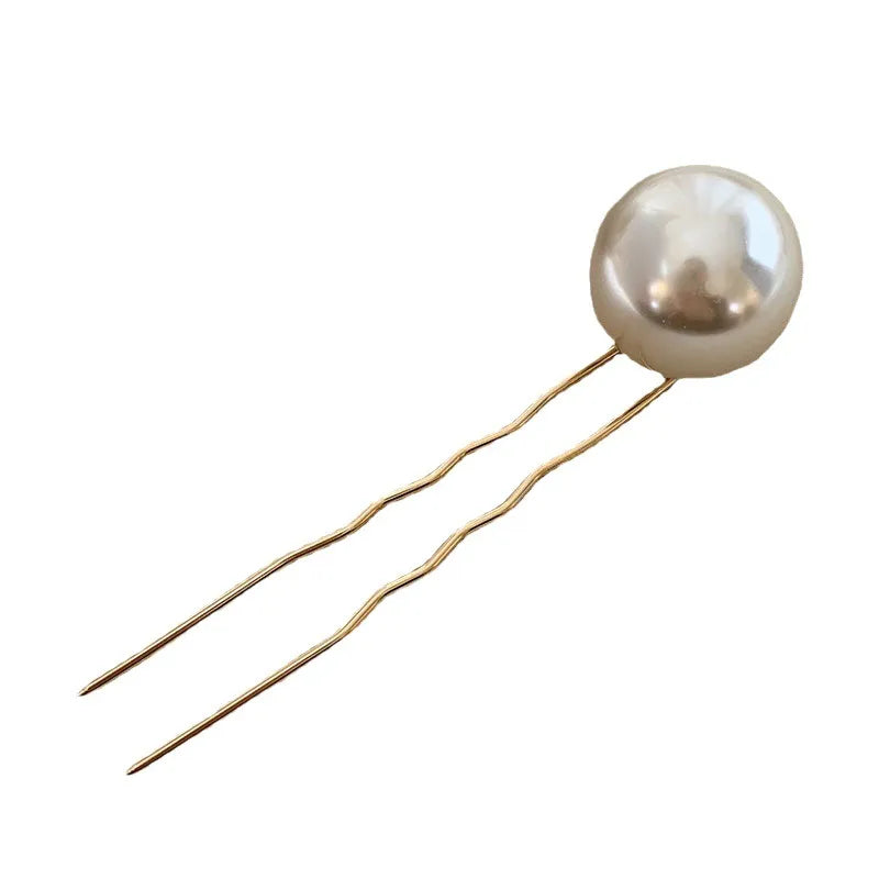 Women'S Simple Style Solid Color Metal Inlay Pearl Hairpin