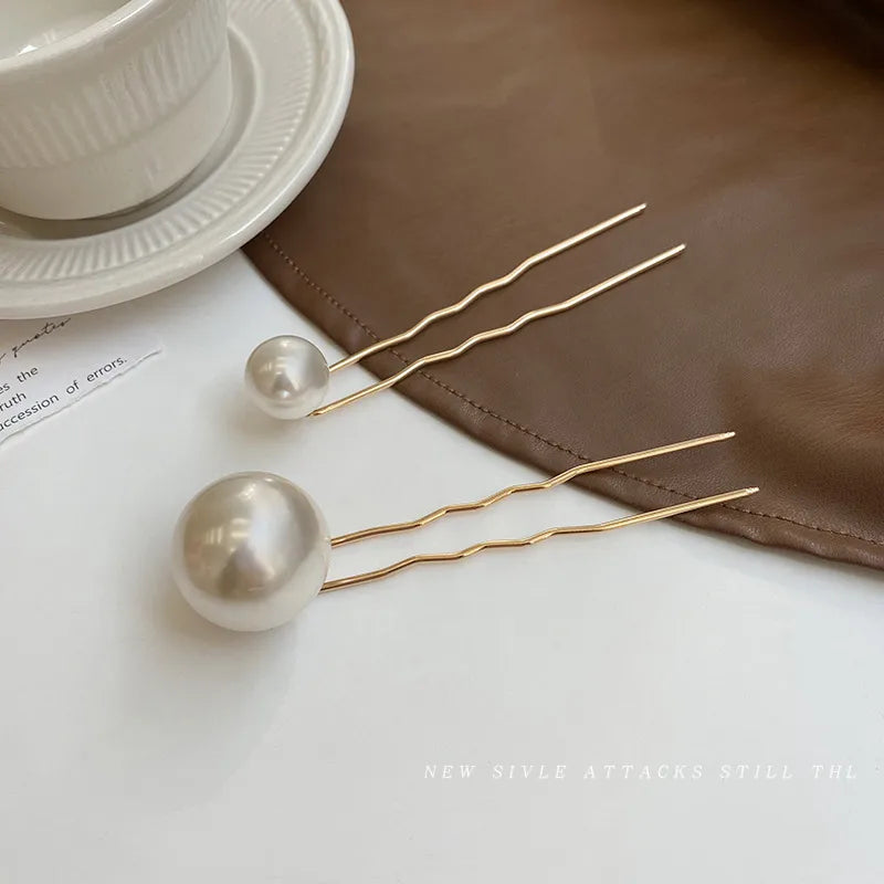 Women'S Simple Style Solid Color Metal Inlay Pearl Hairpin