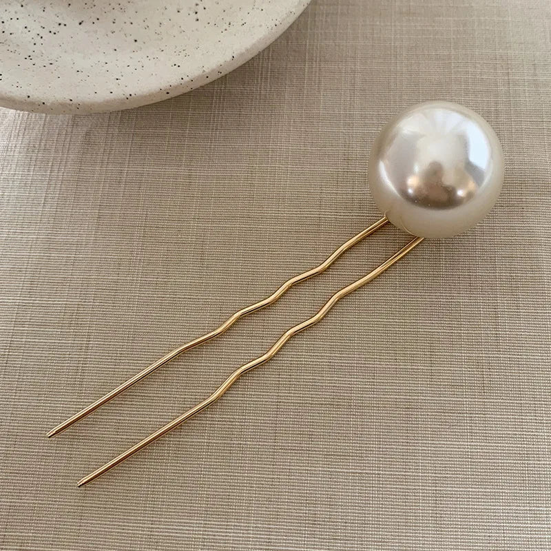 Women'S Simple Style Solid Color Metal Inlay Pearl Hairpin