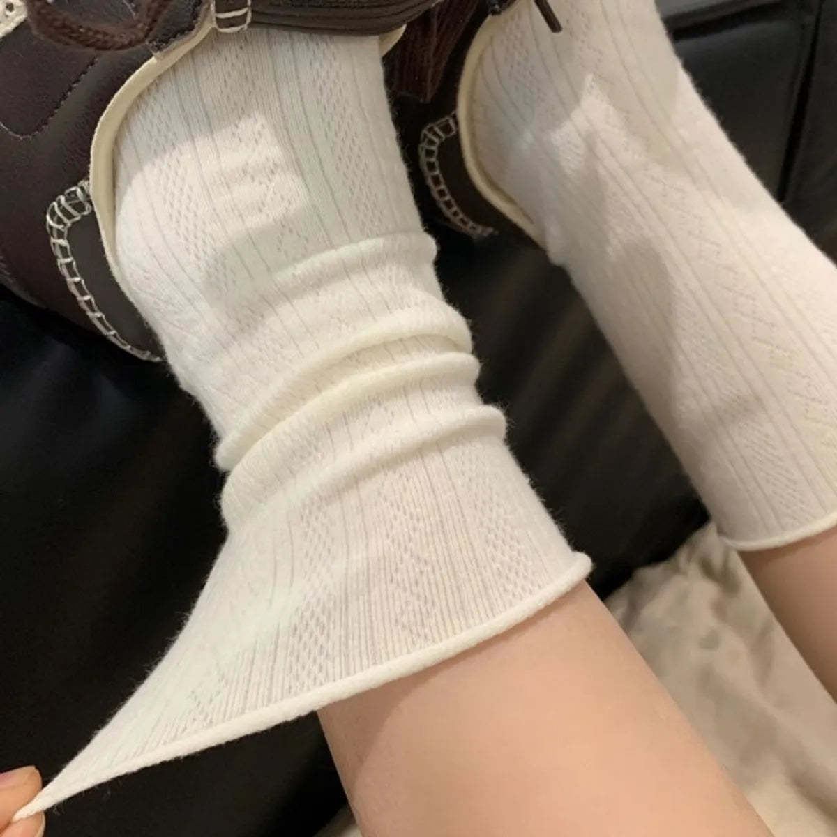 Women'S Simple Style Solid Color Polyester Cotton Polyester Mesh Ankle Socks A Pair