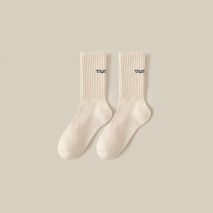 Women'S Simple Style Solid Color Polyester Crew Socks A Pair