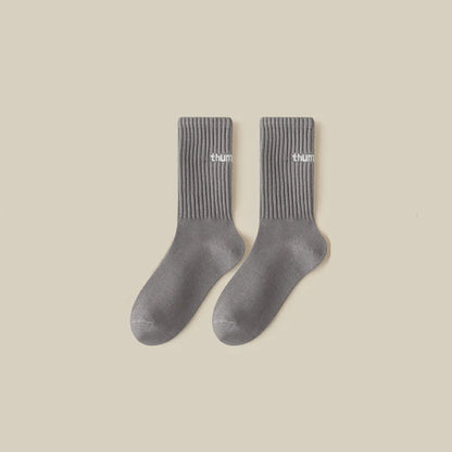 Women'S Simple Style Solid Color Polyester Crew Socks A Pair