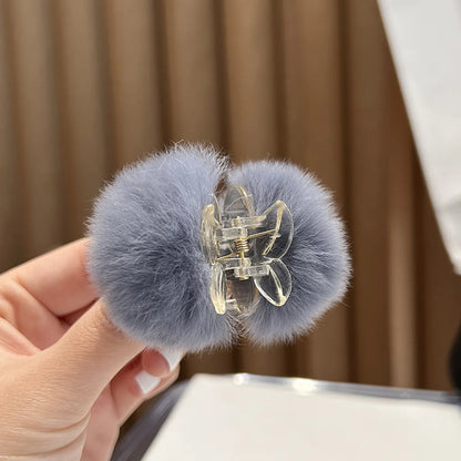 Women'S Simple Style Solid Color Rabbit Fur Hair Claws