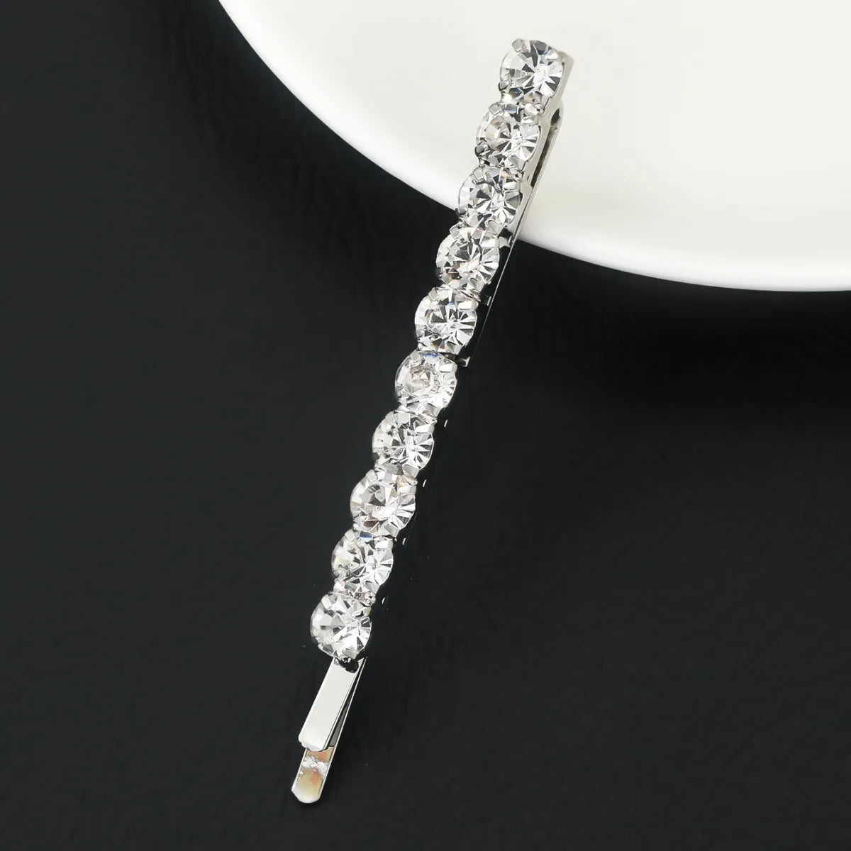 Women'S Simple Style Solid Color Rhinestone Plating Hair Clip