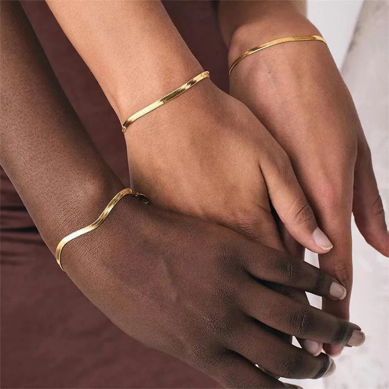 Simple Style Solid Color 304 Stainless Steel 16K Gold Plated White Gold Plated Gold Plated No Inlaid Bracelets In Bulk