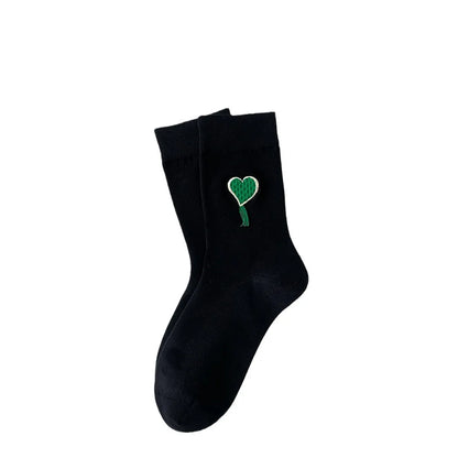 Women'S Simple Style Streetwear Geometric Heart Shape Cotton Crew Socks A Pair