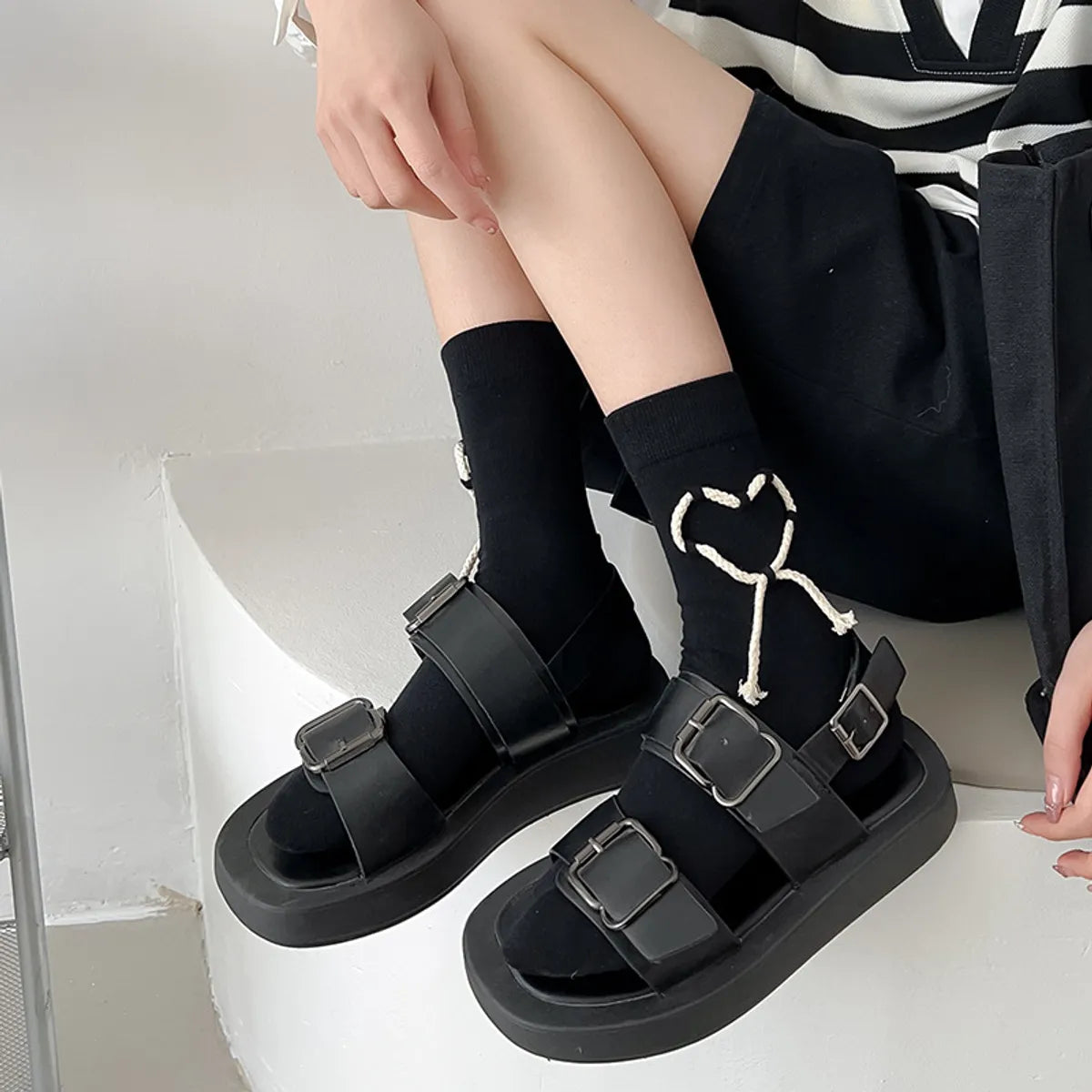 Women'S Simple Style Streetwear Geometric Heart Shape Cotton Crew Socks A Pair