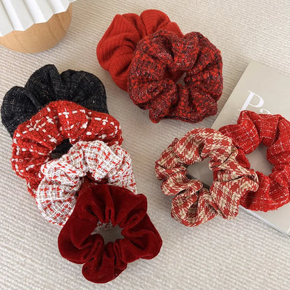 Women'S Simple Style Streetwear Plaid Cloth Hair Tie