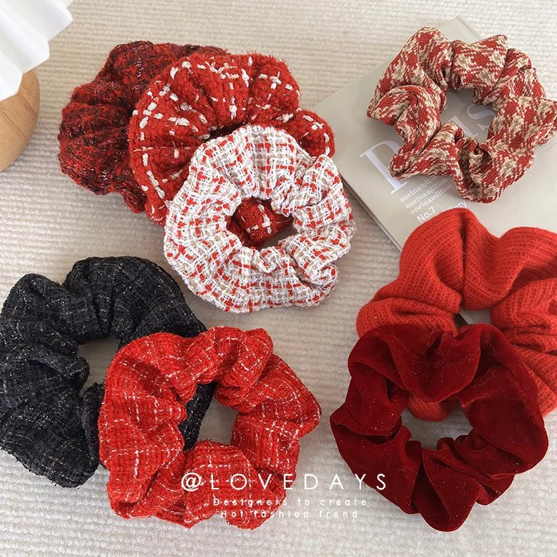 Women'S Simple Style Streetwear Plaid Cloth Hair Tie