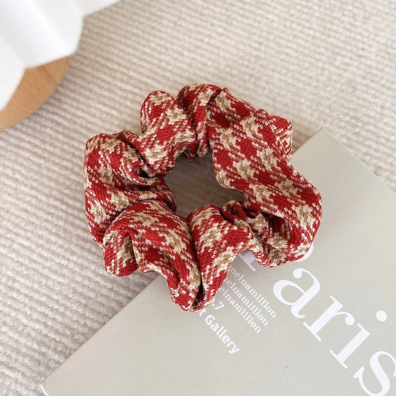 Women'S Simple Style Streetwear Plaid Cloth Hair Tie