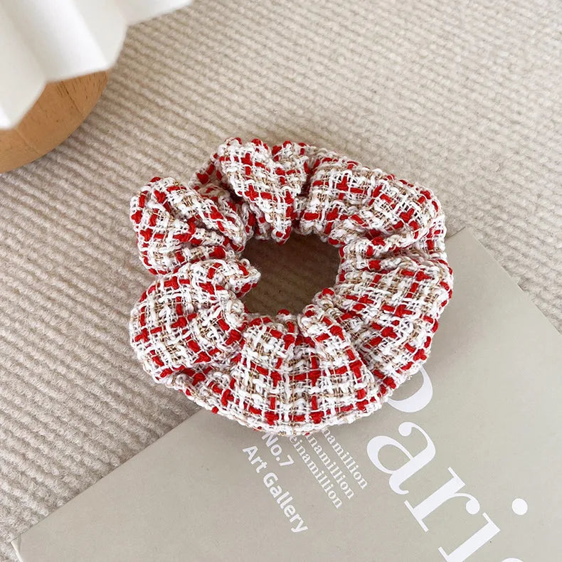 Women'S Simple Style Streetwear Plaid Cloth Hair Tie