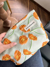 Women'S Small All Seasons Canvas Flower Elegant Square Zipper Cosmetic Bag