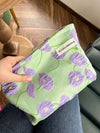 Women'S Small All Seasons Canvas Flower Elegant Square Zipper Cosmetic Bag