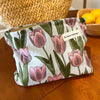 Women'S Small All Seasons Canvas Flower Elegant Square Zipper Cosmetic Bag