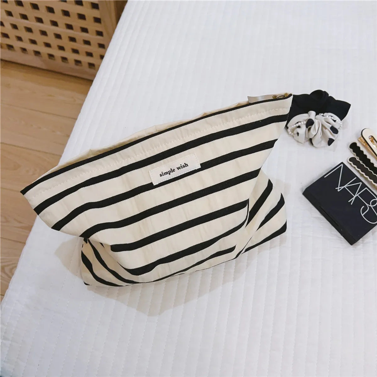 Women'S Small All Seasons Canvas Stripe Basic Square Zipper Cosmetic Bag