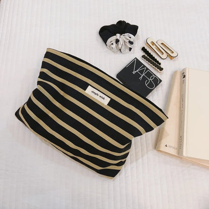 Women'S Small All Seasons Canvas Stripe Basic Square Zipper Cosmetic Bag