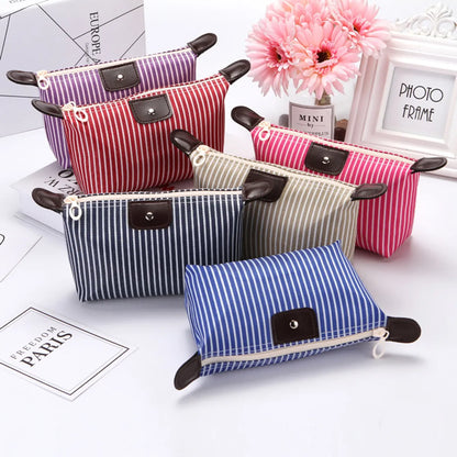 Women'S Small All Seasons Polyester Oxford Cloth Satin Stripe Basic Dumpling Shape Zipper Cosmetic Bag Wash Bag