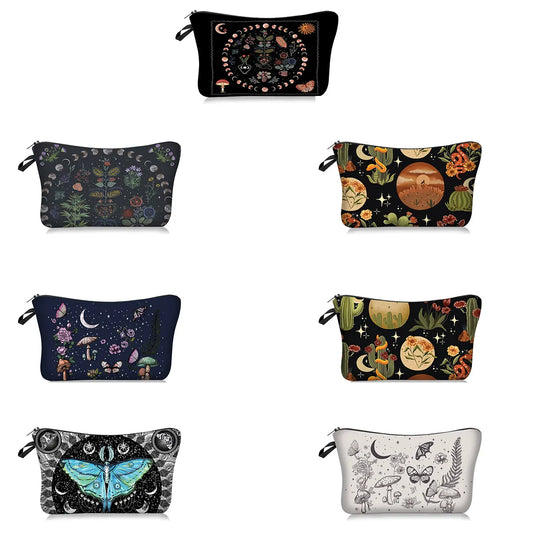 Women'S Small All Seasons Polyester Plant Butterfly Elegant Square Zipper Cosmetic Bag