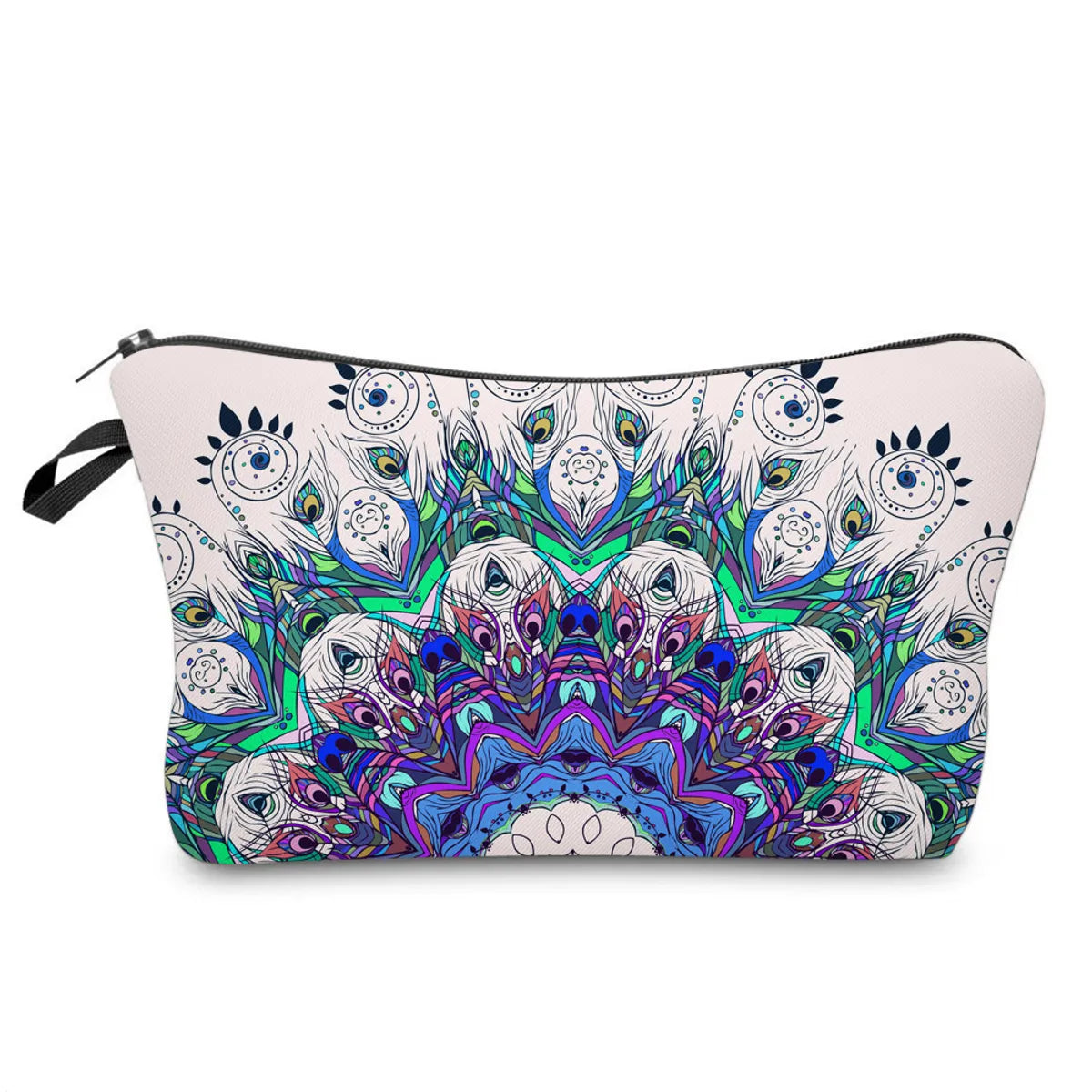 Women'S Small All Seasons Polyester Printing Flower Ethnic Style Square Zipper Cosmetic Bag