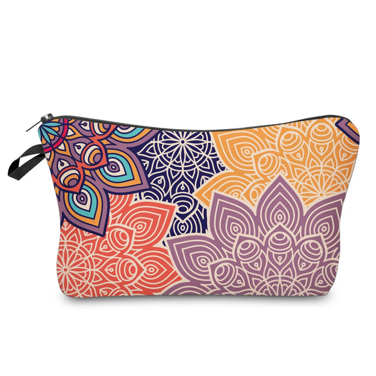 Women'S Small All Seasons Polyester Printing Flower Ethnic Style Square Zipper Cosmetic Bag