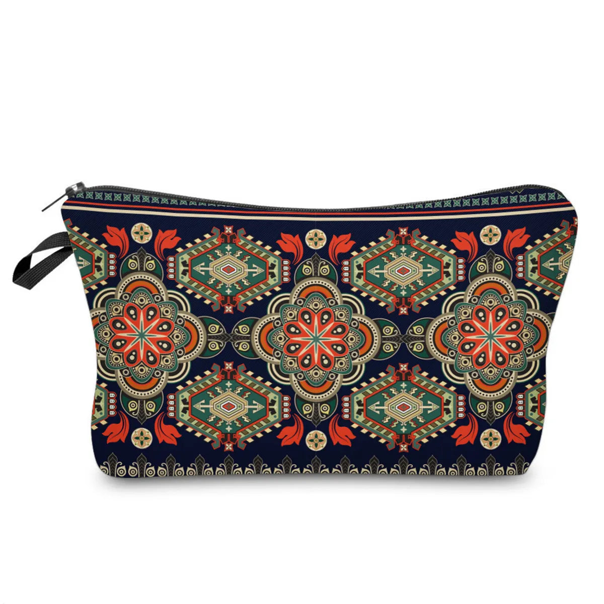 Women'S Small All Seasons Polyester Printing Flower Ethnic Style Square Zipper Cosmetic Bag