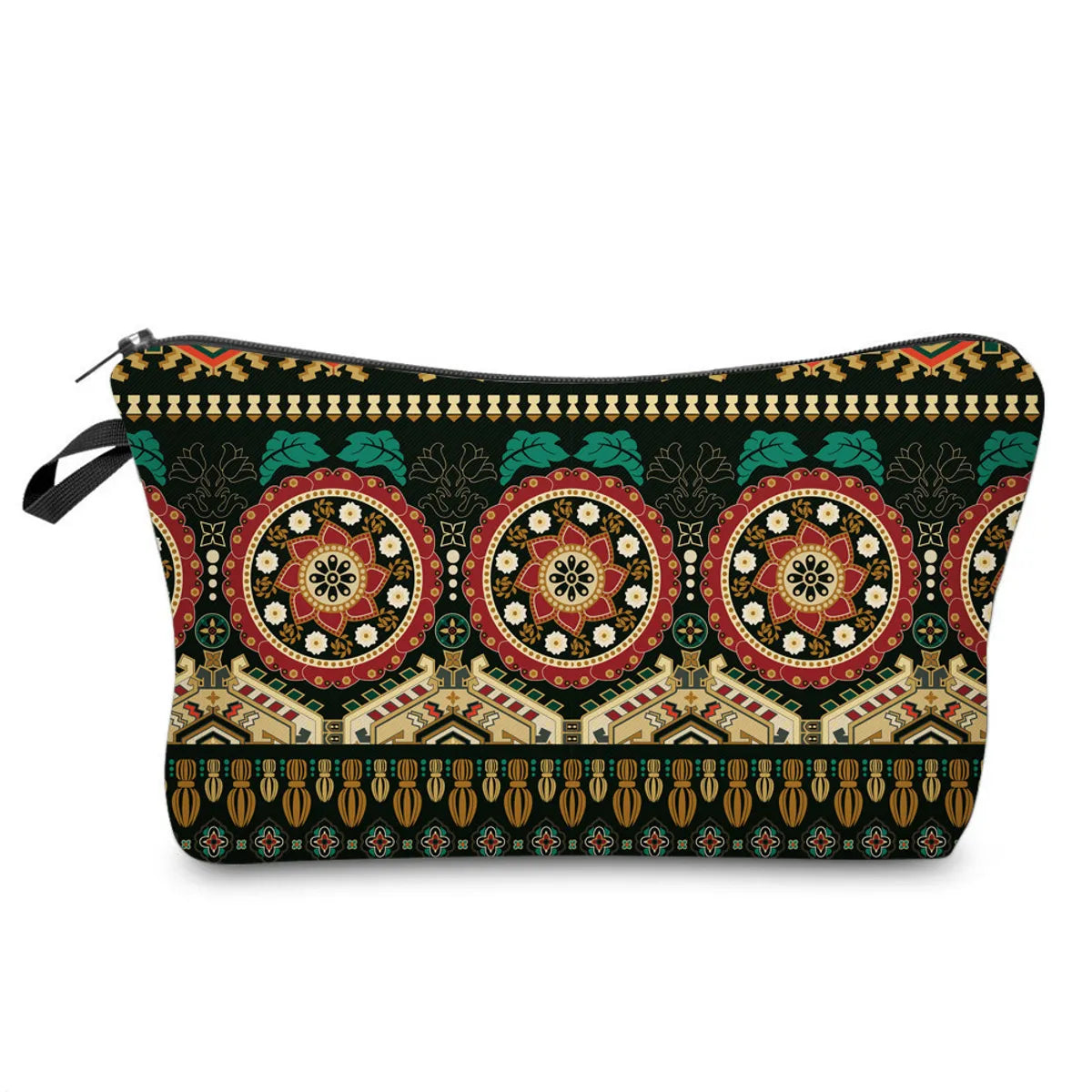 Women'S Small All Seasons Polyester Printing Flower Ethnic Style Square Zipper Cosmetic Bag