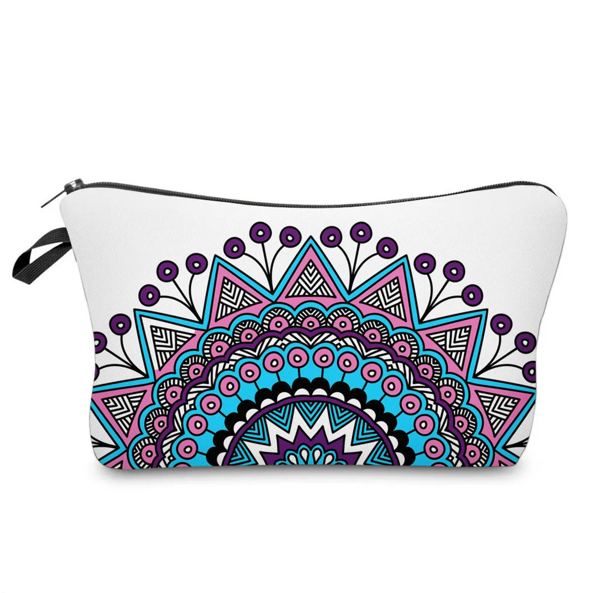 Women'S Small All Seasons Polyester Printing Flower Ethnic Style Square Zipper Cosmetic Bag