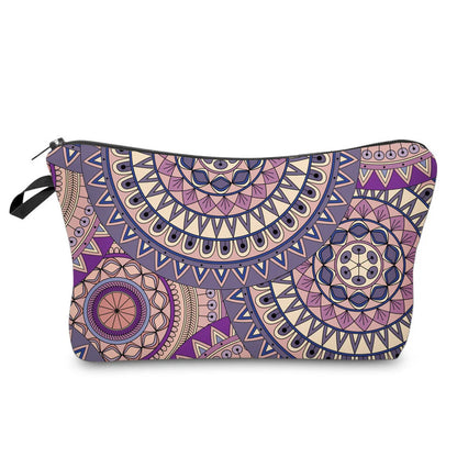 Women'S Small All Seasons Polyester Printing Flower Ethnic Style Square Zipper Cosmetic Bag