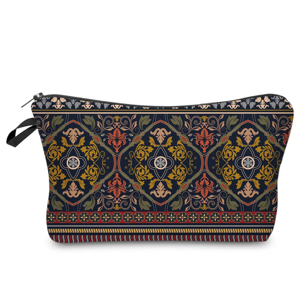 Women'S Small All Seasons Polyester Printing Flower Ethnic Style Square Zipper Cosmetic Bag