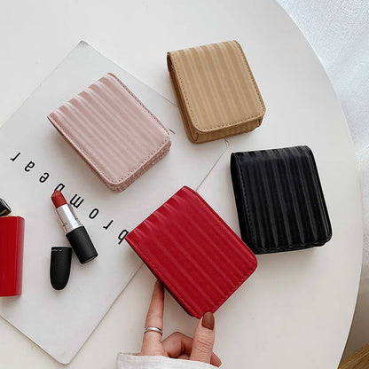 Women'S Small All Seasons Pu Leather Solid Color Basic Square Magnetic Buckle Cosmetic Bag