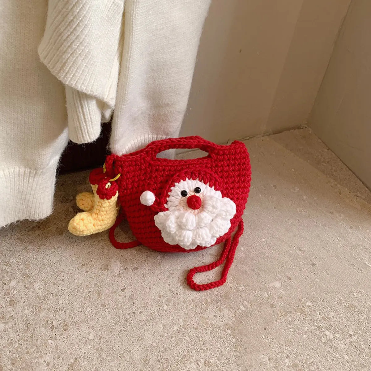 Women'S Small Plush Santa Claus Streetwear Square Hook Loop Shoulder Bag Handbag Square Bag