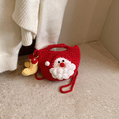 Women'S Small Plush Santa Claus Streetwear Square Hook Loop Shoulder Bag Handbag Square Bag