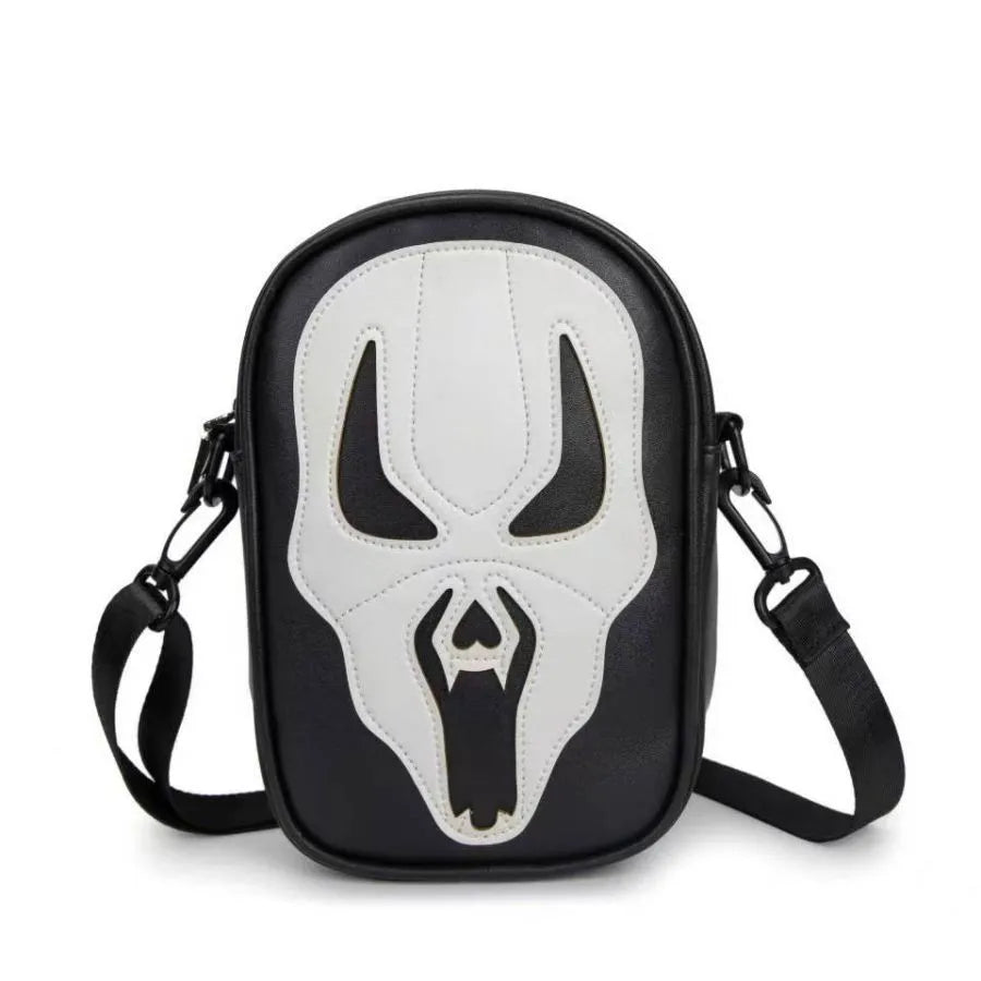 Women'S Small Pu Leather Color Block Skull Streetwear Square Zipper Crossbody Bag