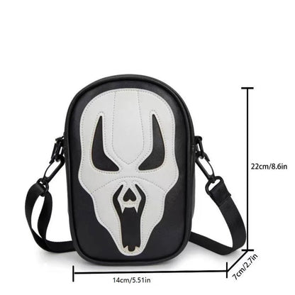 Women'S Small Pu Leather Color Block Skull Streetwear Square Zipper Crossbody Bag