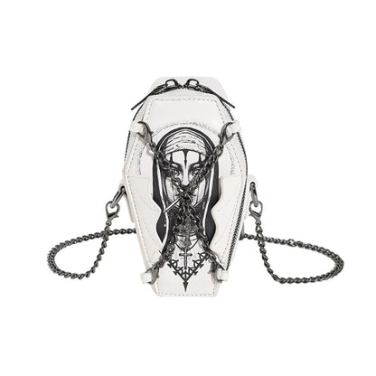 Women'S Small Pu Leather Cross Skull Streetwear Oval Zipper Crossbody Bag