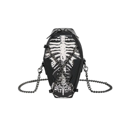 Women'S Small Pu Leather Cross Skull Streetwear Oval Zipper Crossbody Bag