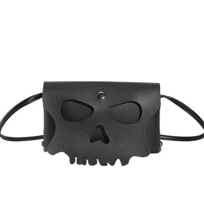 Women'S Small Pu Leather Solid Color Skull Classic Style Square Flip Cover Crossbody Bag