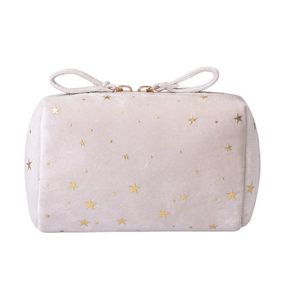 Women'S Spring Autumn Velvet Cloth Star Fashion Square Zipper Cosmetic Bag