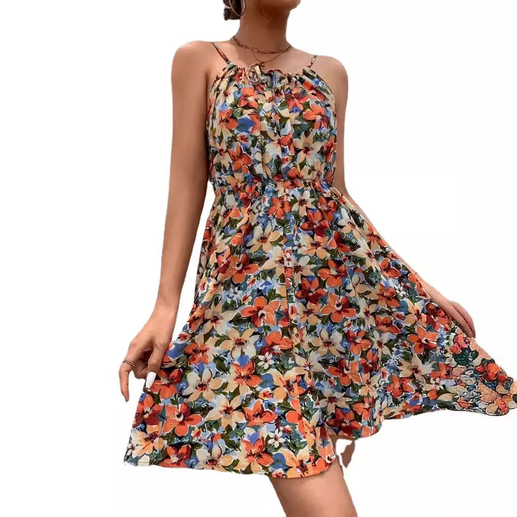 Women'S Strap Dress Vacation Strap Sleeveless Flower Above Knee Park Daily Lawn