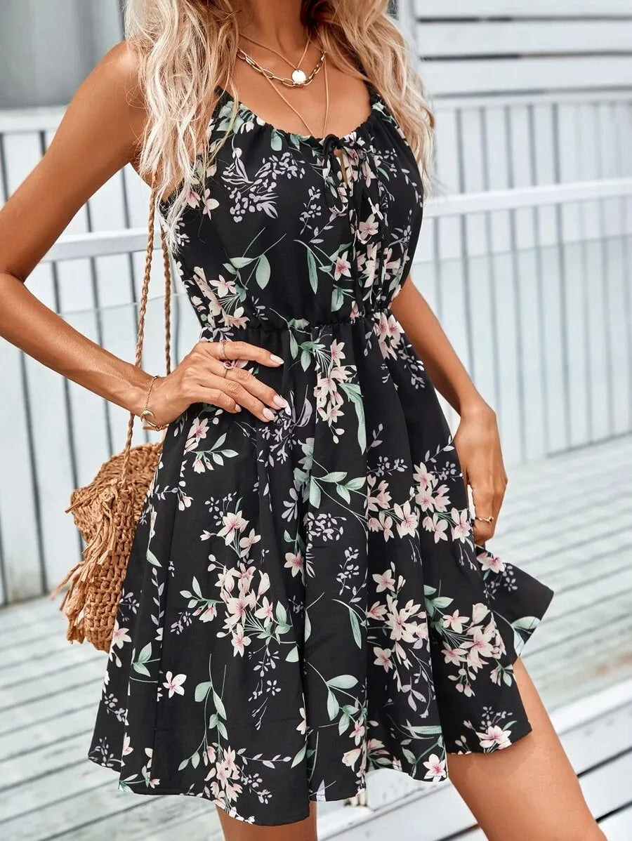 Women'S Strap Dress Vacation Strap Sleeveless Flower Above Knee Park Daily Lawn