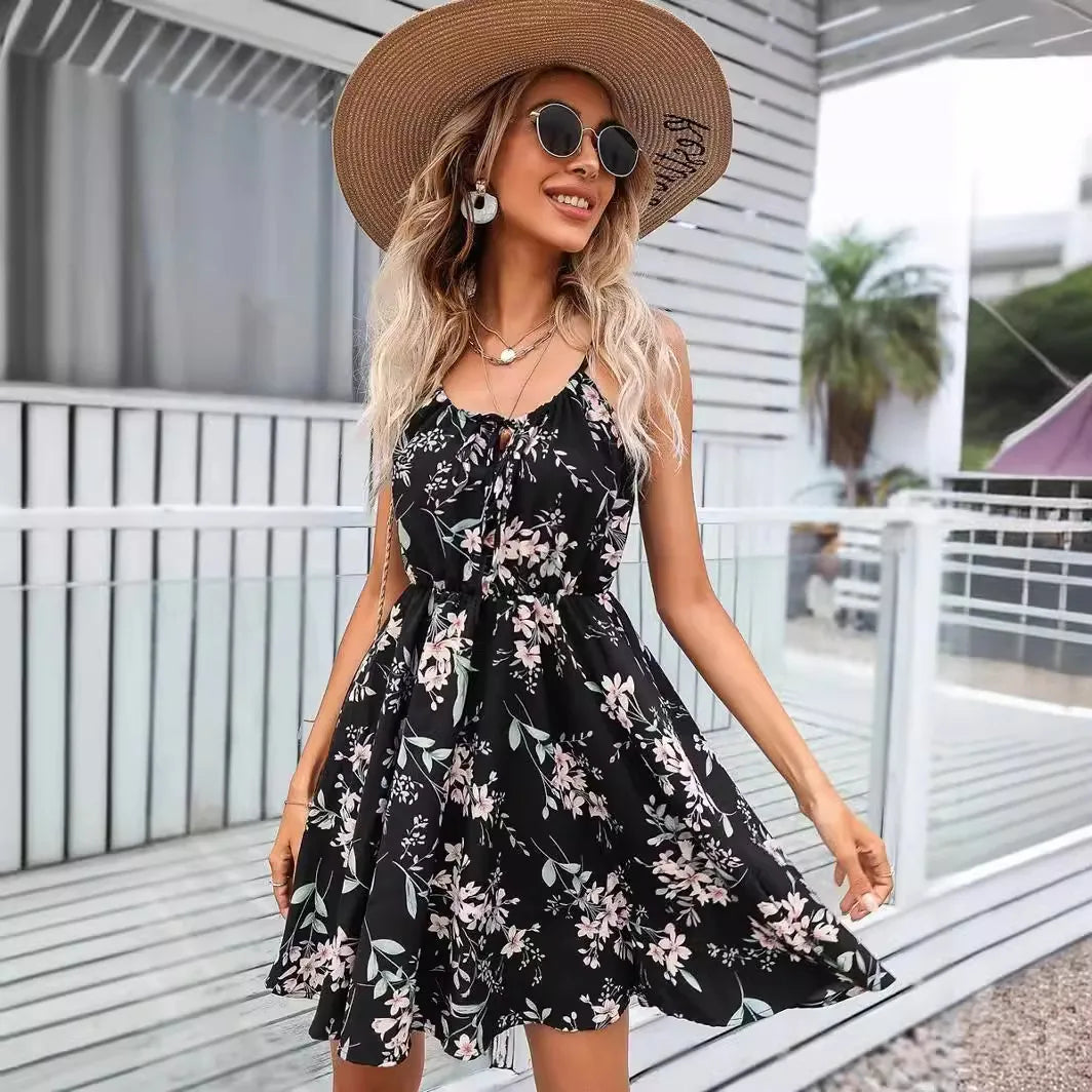 Women'S Strap Dress Vacation Strap Sleeveless Flower Above Knee Park Daily Lawn