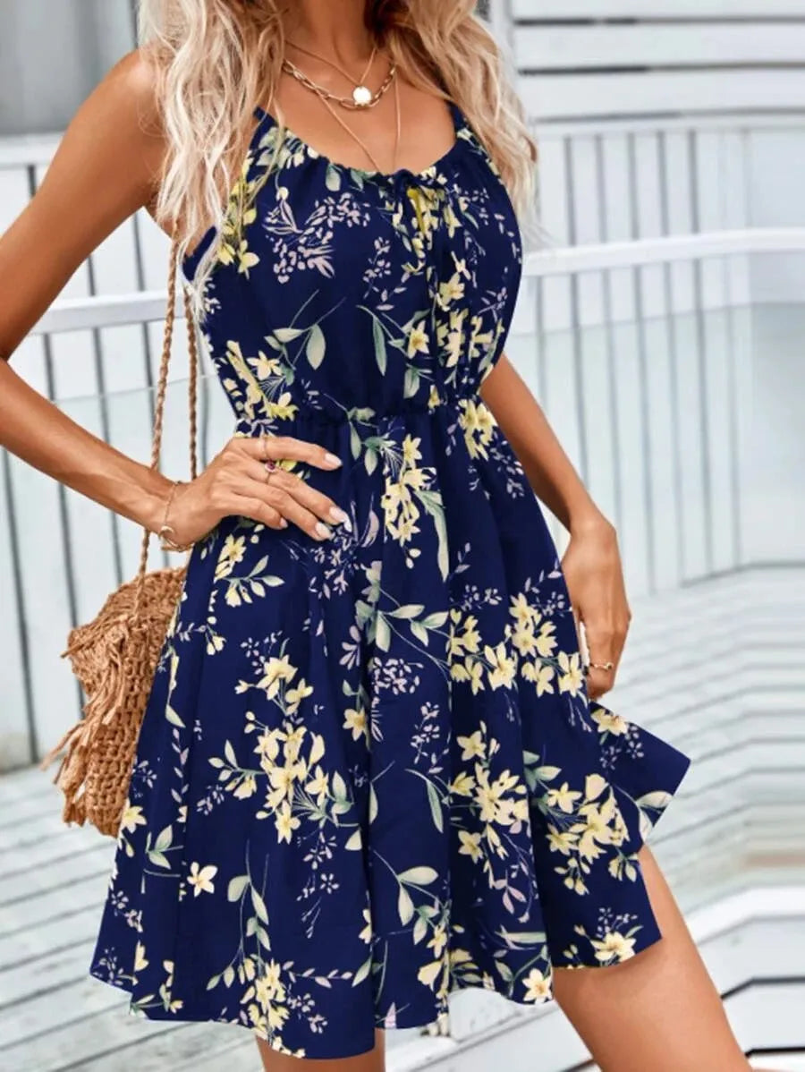 Women'S Strap Dress Vacation Strap Sleeveless Flower Above Knee Park Daily Lawn